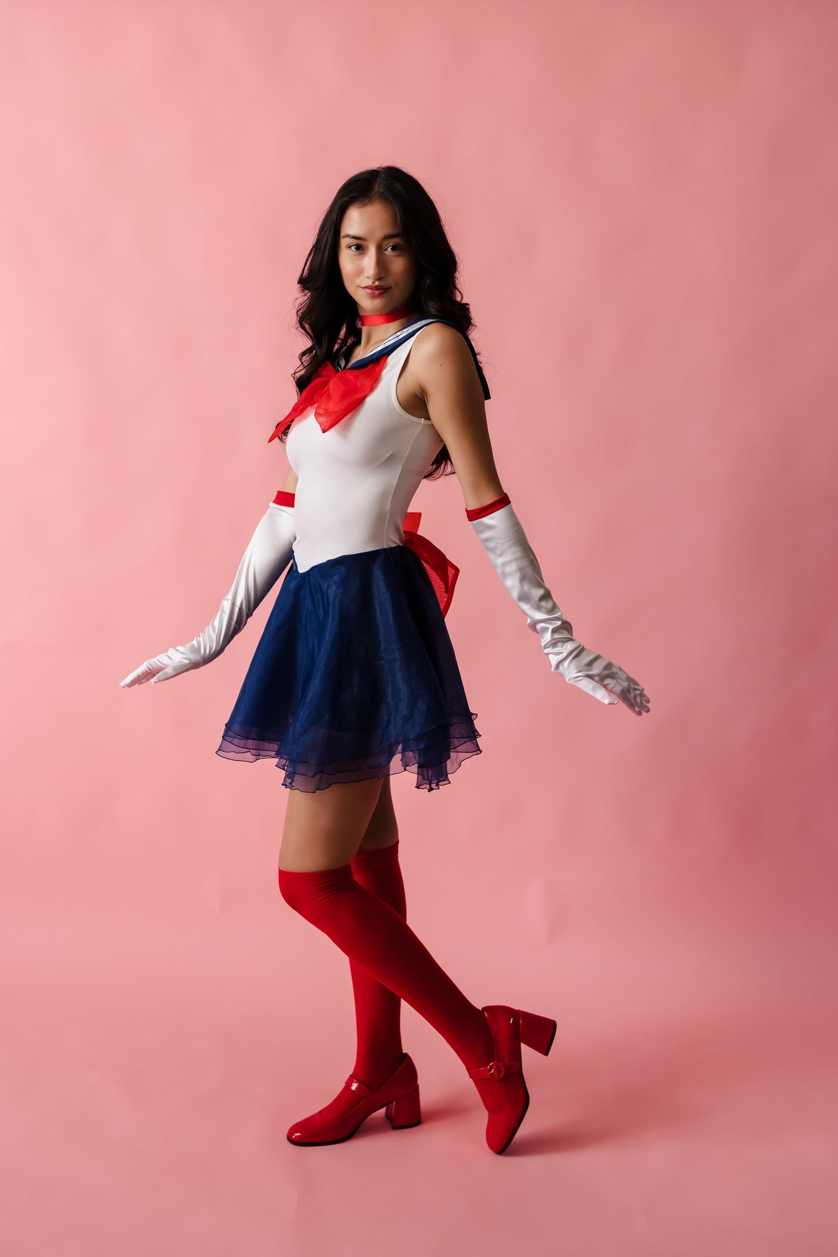 Playhaus Costumes Sailor Costume – Women Anime Moon Diva Outfit, Adult Halloween Festival Party Cosply Set (Navy Blue, S)