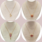 CHIVASO 4 Styles Anime Themed Pendant Necklaces Gold Plated Guardian Star Moon Necklace, Cosplay Jewelry Accessories