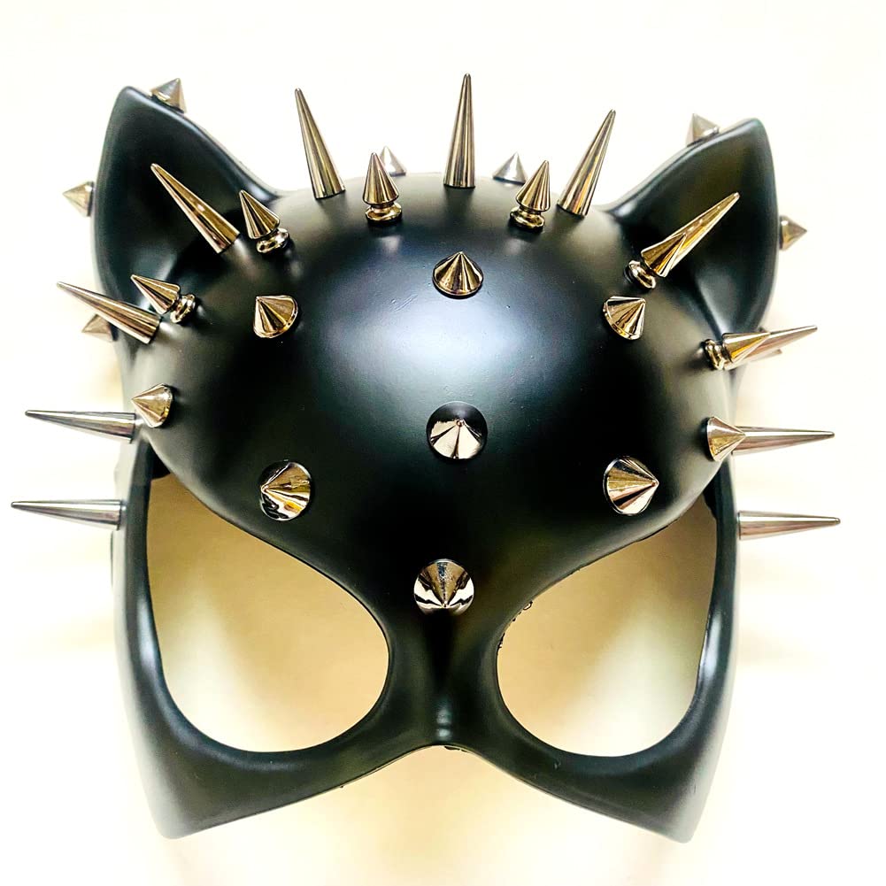 MasqStudio Red Black Cat Woman Dress up Cosplay Party Masquerade Mask Spiky Halloween (Black)