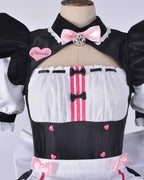 Cosplay.fm Women‘s Chocolate Cosplay Costume Maid Dress with Apron Petticoat Cat Ears Tail (XL, Black/White)