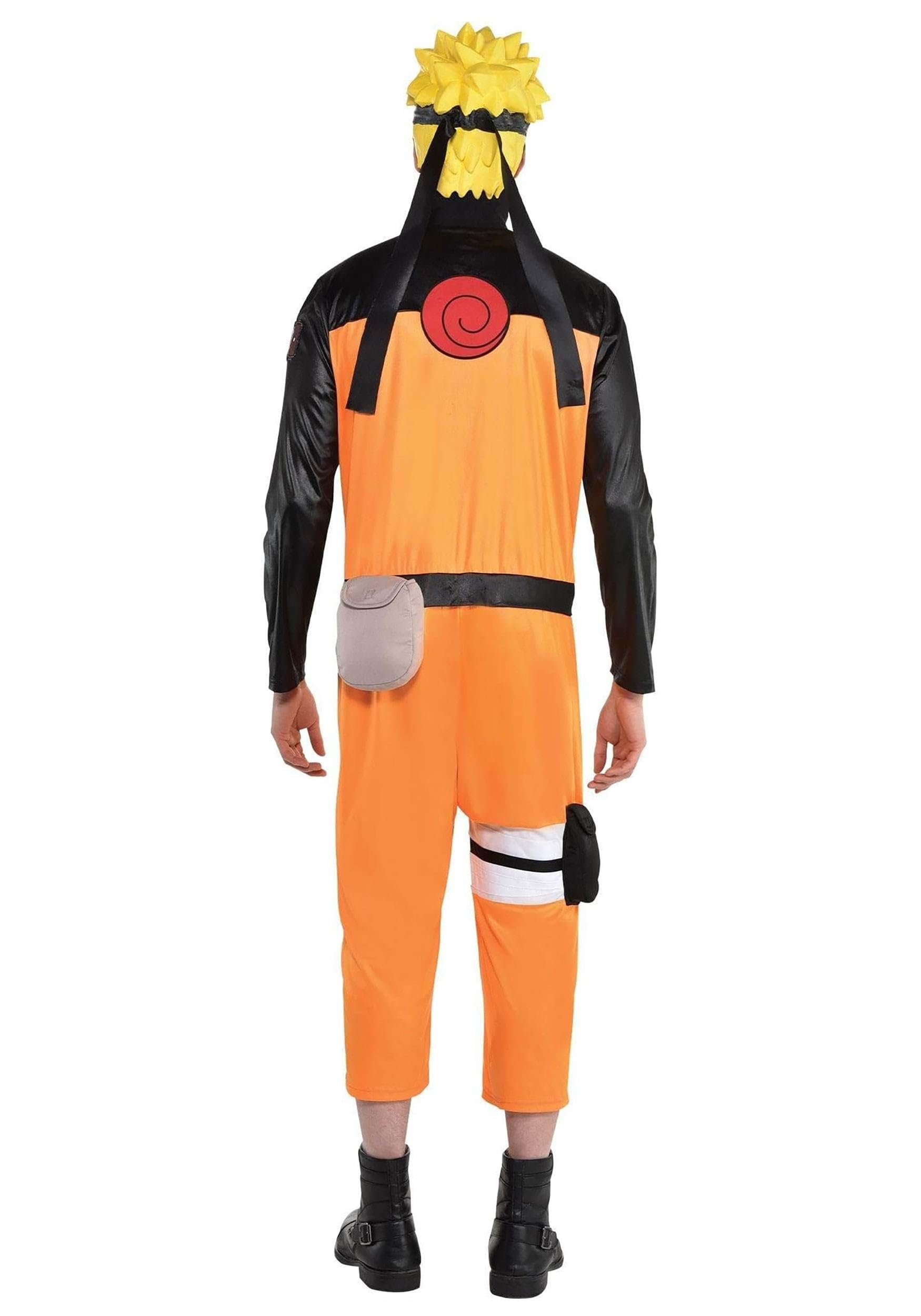 Party City Naruto Costume for Adults, Standard Size, Includes Black and Orange Zip Jumpsuit, Holster, and Headpiece