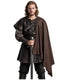 L'VOW Samurai Half Shoulder Cape Medieval Cloak Shawl with Belt Warrior Cape Shrug Halloween Dune Costume for Men(Brown)