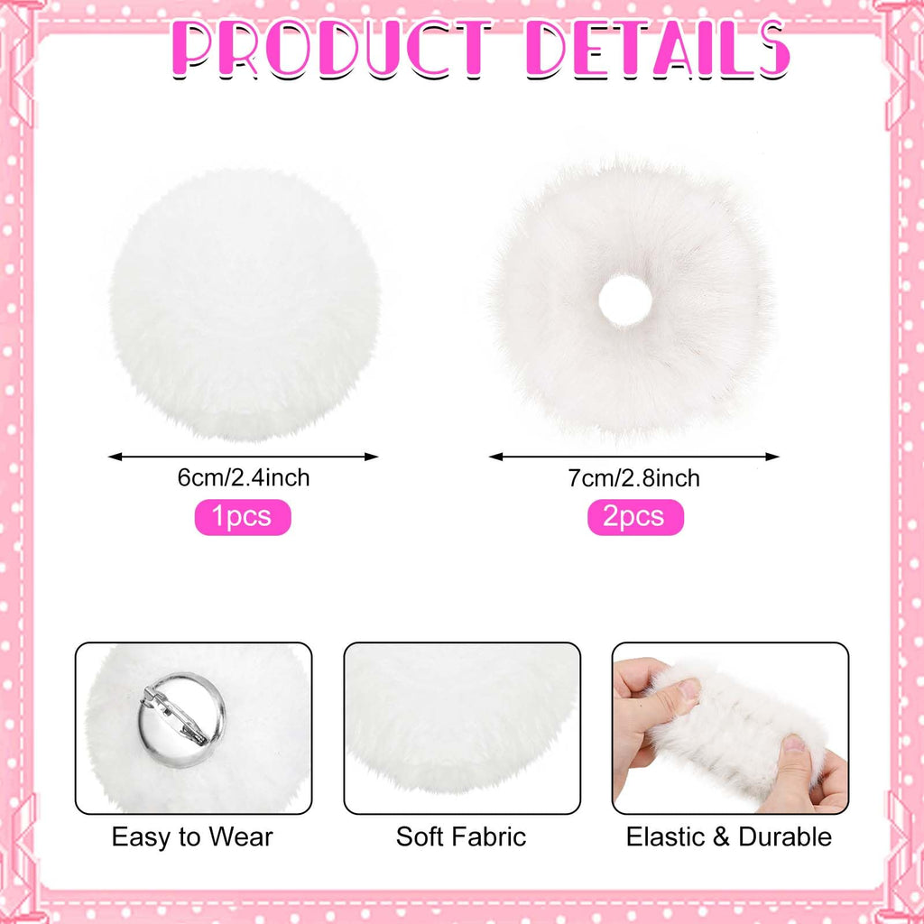 GANSHAYA 4 Pcs Halloween Bunny Girl Accessories Bunny Headband Tail White Bracelets Rabbit Costume for Women Halloween Cosplay Party Dress Up