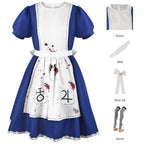 huashign Women's Lolita Maid Cosplay Costume Dress Bloody Apron Halloween Scary Costume