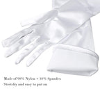 Lansian Women's 21'' Long Satin Gloves White Elbow Length 1920s Opera Bridal Dance Gloves For Evening Party Opera Costume, White