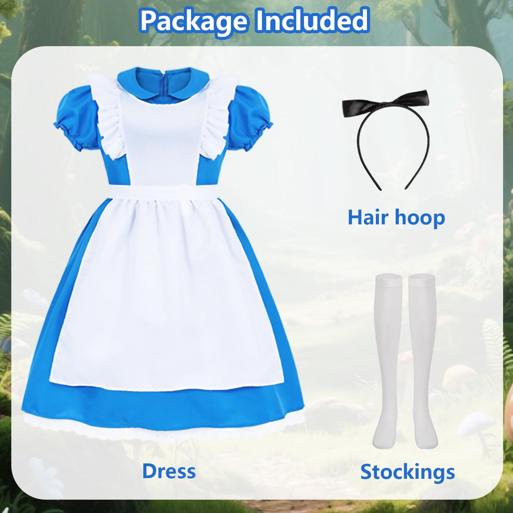 Cabeny Adult Princess Costume Women Blue Dress Puff Sleeve Maid Costumes Fancy Halloween Dress Up CA044S