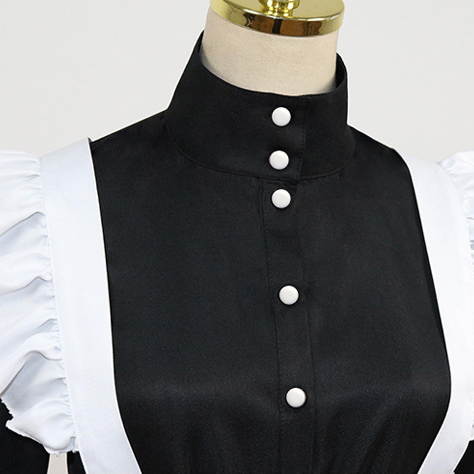 YJCOS Women's Classic Maid Long Dress Black and White Apron Lolita Housekeeper Cosplay Costume Uniform