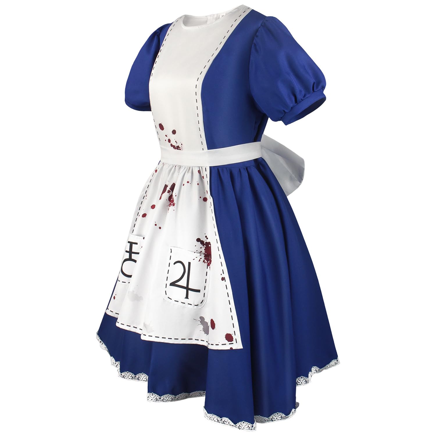 huashign Women's Lolita Maid Cosplay Costume Dress Bloody Apron Halloween Scary Costume