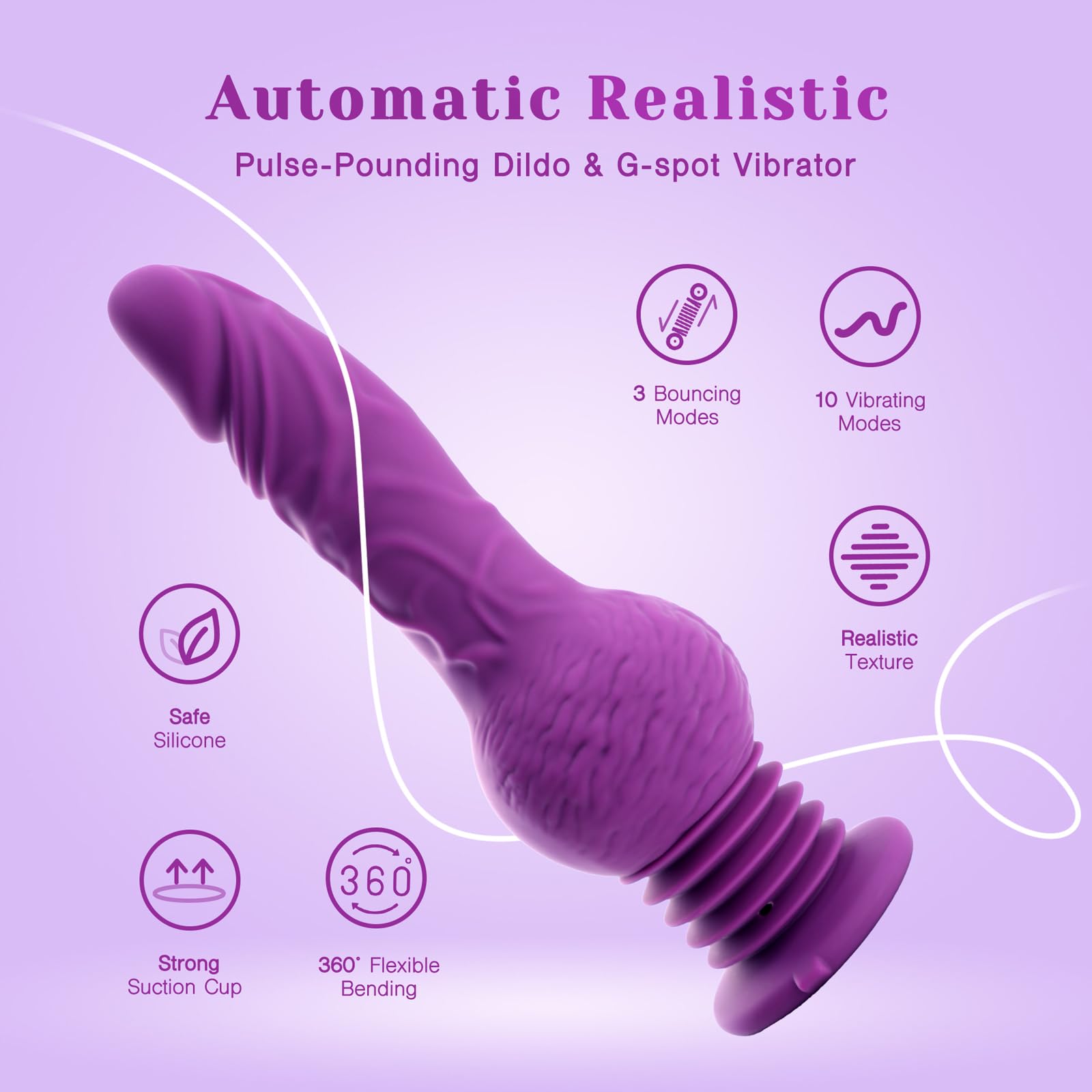 Tracy's Dog Thrusting Dildo Vibrator - Pulse Pounding Dildo G-Spot Anal Stimulation with 10 Vibrating & 3 Bouncing Modes, 9.29 Inch Realistic Dildos Adult Toys Sex Toys for Women Men Couples(Drillme)