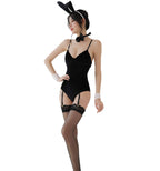 Sexy Bunny Costume for Women - Rabbit Bodysuit Cosplay JK Party (Black)