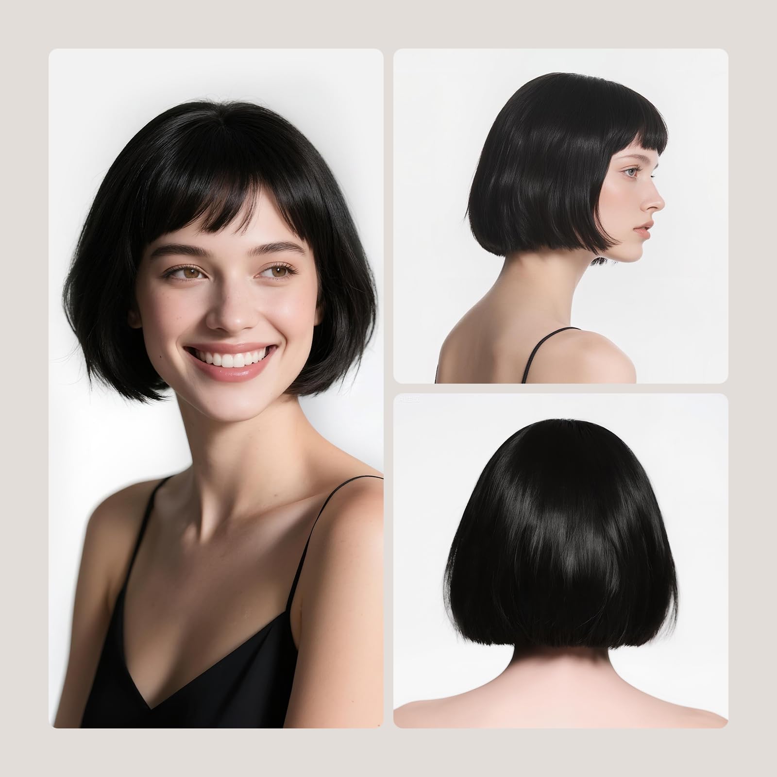 Onedor 10" Short Straight Hair Flapper Cosplay Costume Bob Wig (Black)