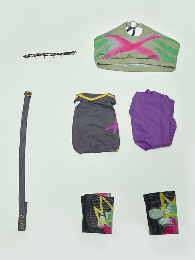 haikyuu Women Gothic Swimsuit Goth Bikini Set Cosplay Bathing Suit Halter with Hood and Sleeves (US, Alpha, X-Large, Regular, Regular, Standard, Multicolored) Main Image