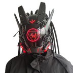 KYEDAY Punk Mask Cosplay for Men, Round Light with Braids Mask Cosplay Halloween Fit Party Music Festival Accessories, Red, Large