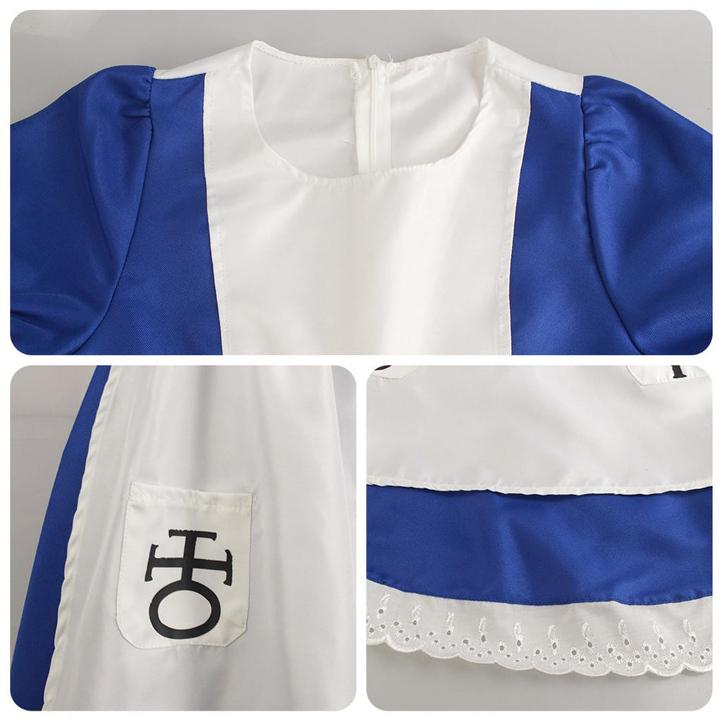 huashign Women's Lolita Maid Cosplay Costume Dress Bloody Apron Halloween Scary Costume