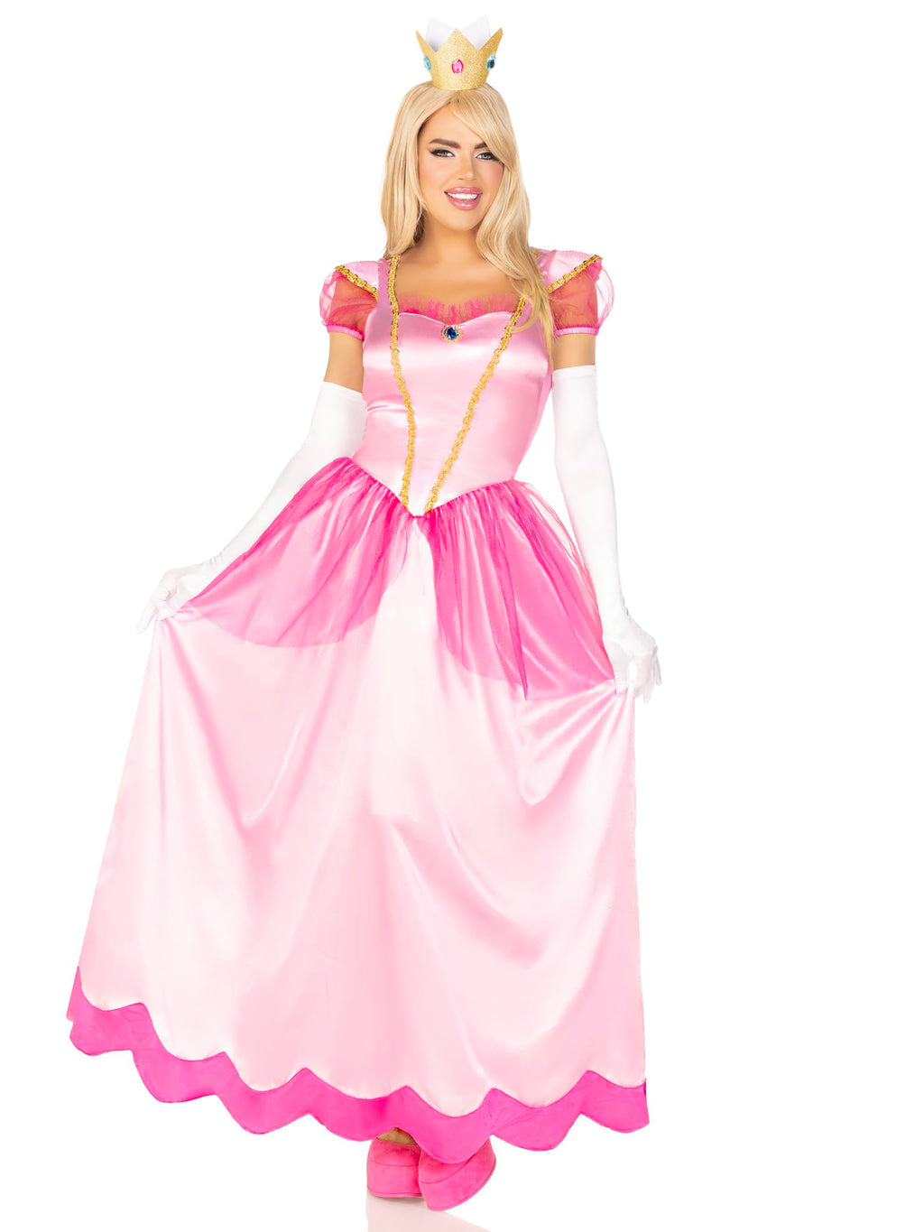 Leg Avenue Womens 2 Pc Classic Pink Princess Costume with Satin Gown, Crown Headband, MEDIUM, Pink