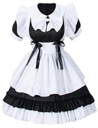 Irtysh Women Sweet Kawaii Costume Dress Anime French Maid Cosplay Furry Cat Ear Gloves Socks set(Black XL)