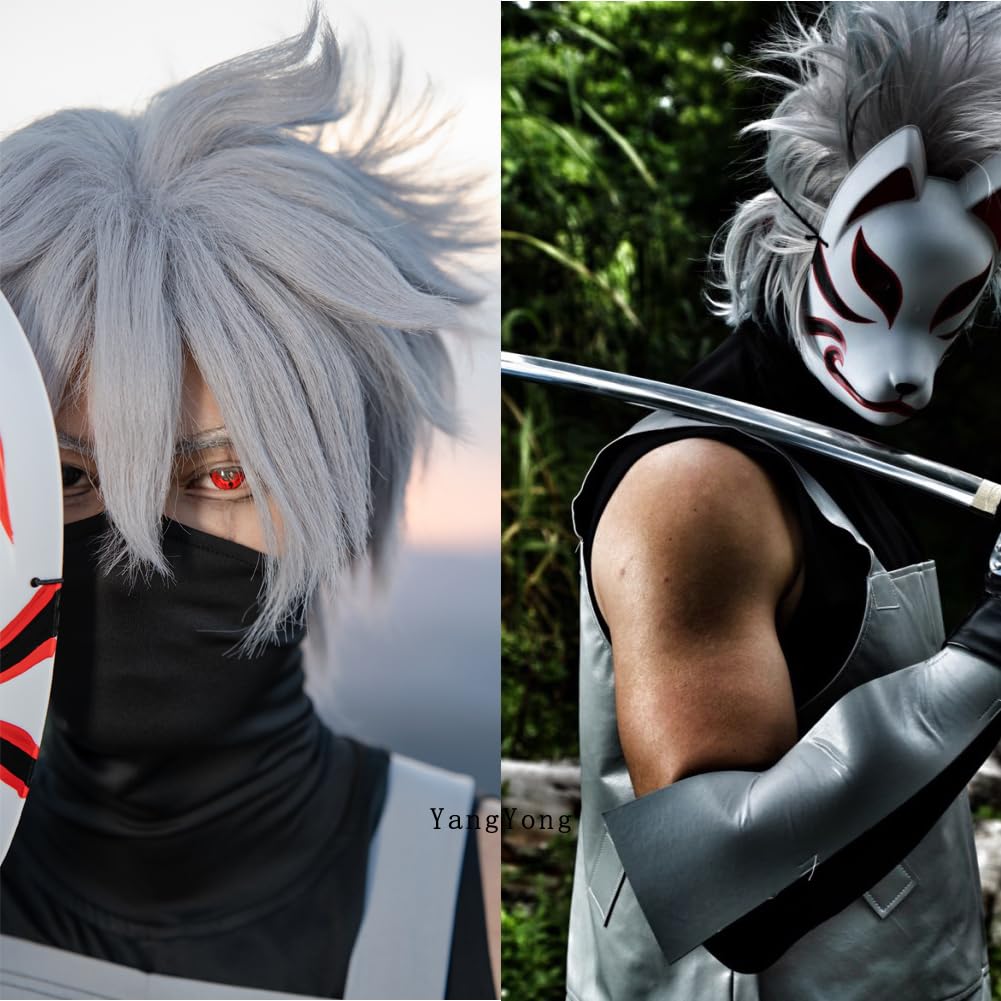 YangYong Fox Cosplay Mask for Masquerade Ball Party Halloween, Japanese Kitsune Kabuki (G)