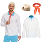 Halloween Adult Costume Tops Men's Cotton Long Sleeve Shirts with Scarf Cosplay Costume (3X-Large)