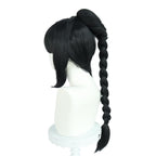 JoneTing Black Braided Wig【+Hair Cap】 Long Black Ponytail Wigs with Braids for Women Shadow Cosplay wig Blacked Ponytail Wig Long Braided Wig BG3 Cosplay Wig for Party Shadow Costume Outfit Halloween
