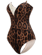 Anime Womens Bunny Girl Costume One Piece Bodysuit Halloween Cosplay Catsuit Bunny Headband Stockings Set(Leopard L)