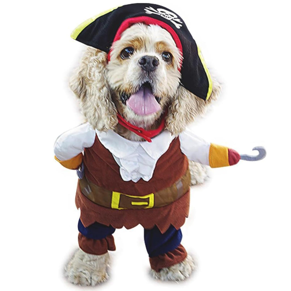 Dog Costume Pirates of The Caribbean Style, Novelty Pet Cosplay Funny Halloween Costumes Cat Pirate Clothing, Cool Dog Clothes for Small to Medium Dogs Cats, Corsair Dress Up Party Apparel (S)