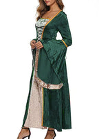 YEAXLUD Womens Renaissance Medieval Costume Dress Lace up Irish Over Long Dresses Cosplay Retro Gown S-5XL (XL, Green)