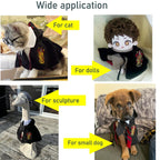 ANIAC 3PCS Halloween Dog Costume Cat Wizard Cape Glasses and Necktie Set Halloween Puppy Outfit Pet Academy Magician Cosplay Apparel for Kitten Cat Small Dogs (Black+Red, Small)