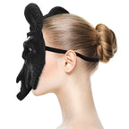 PURFUN Black Goat Head Skull Mask Ram Horns Animal Skull Costume Mask Horror Demon Devil Evil Mask Cosplay Halloween Mardi Gras Full Face Mask Creepy Party Decoration Prop