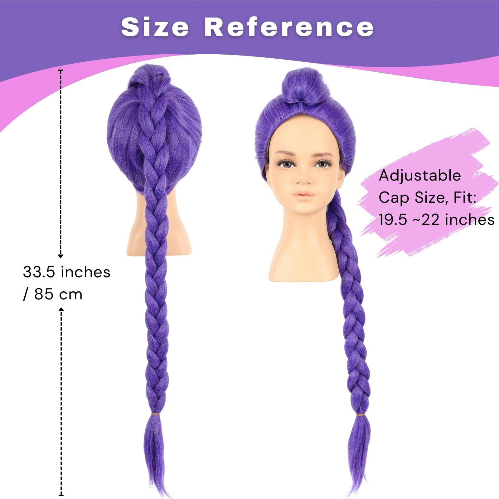 morvally 33.5 Inches Purple Long Braided Ponytail Wig - Anime Cosplay Wigs for Halloween Costume Party (Purple)