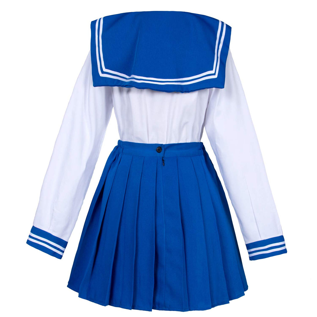 Elibelle Japanese School Girls Sailor JK Uniform Bule Pleated Skirt Anime Cosplay Costumes with Socks set(SSF31) 2XL