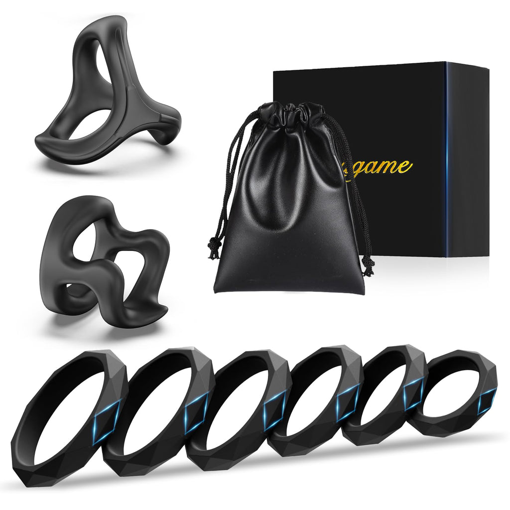 Sex Toys Penis Ring Silicone Cock Rings for Men Erection Sex, 8 Sizes Cockring Erectile Dysfunction Rings Cock Sexual Stimulation Device Couples Sex Toys Stretchy Cock and Ball Ring Anillos para Pene