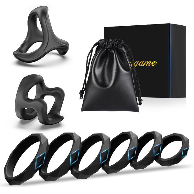 Sex Toys Penis Ring Silicone Cock Rings for Men Erection Sex, 8 Sizes Cockring Erectile Dysfunction Rings Cock Sexual Stimulation Device Couples Sex Toys Stretchy Cock and Ball Ring Anillos para Pene Hover Image