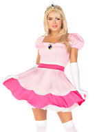 Leg Avenue 3 Piece Pink Dress Set-Cute Princess Halloween Costume with Tiara and Gloves for Adult Women, Medium