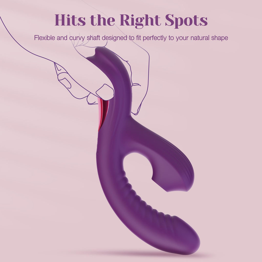 Tracy's Dog Come-Hither Rabbit Sucking Vibrator for Clitoral G Spot Stimulation, Adult Sex Toys for Women Couple, Vibrating Finger Massager with 3 Suction and 10 Vibration & Come-Hither Modes (Beta)