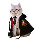 NIULA Cat Halloween Costume - Pet Wizard Costumes Mantle Magician Cosplay Clothes with Bowtie & Glasses Set, Festival Party Apparel for Small Pets Cats Dogs