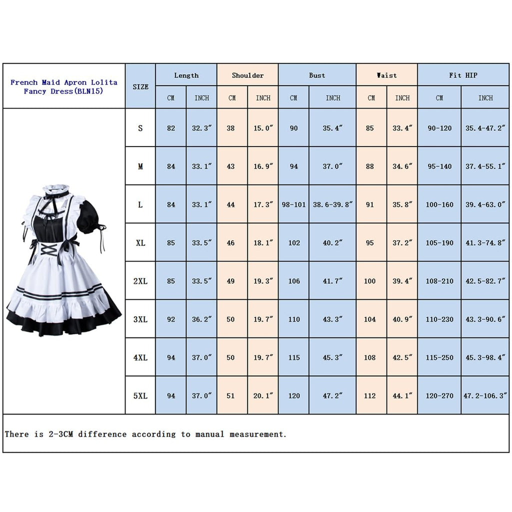 Wannsee Anime French Maid Apron Lolita Fancy Dress Cosplay Costume Furry Cat Ear Gloves Socks set(3XL)