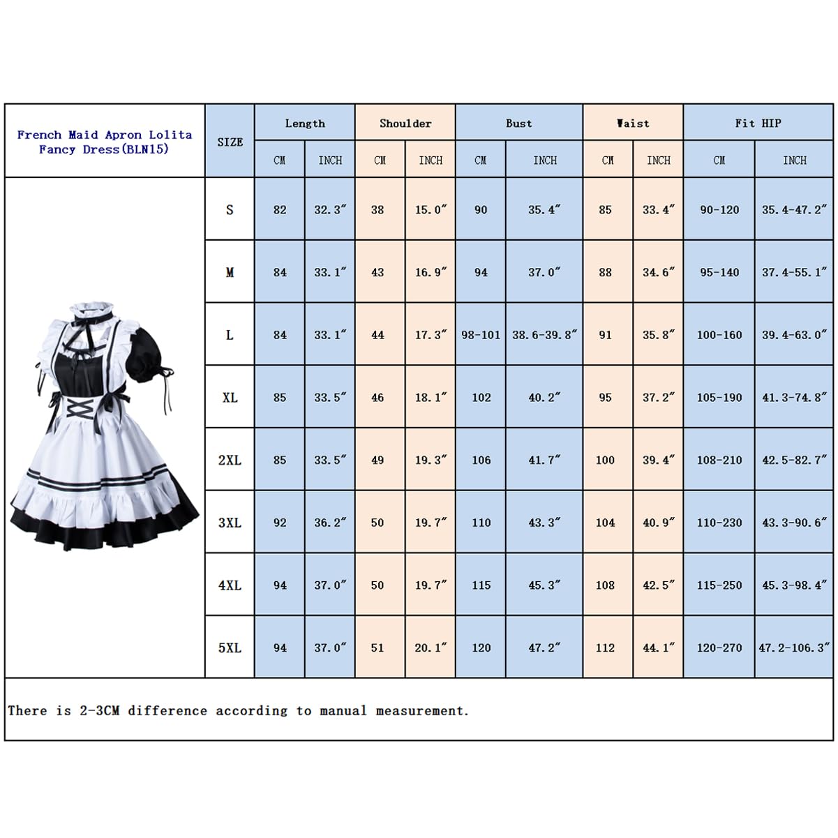 Wannsee Anime French Maid Apron Lolita Fancy Dress Cosplay Costume Furry Cat Ear Gloves Socks set(XL)