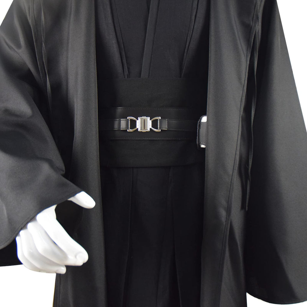 Adult Tunic Costume for Jedi Outfit Skywalker Halloween Cosplay Costume Hooded Robe Cloak Full Set Uniform Three Versions (Medium, Black)