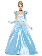 Leg Avenue Womens - 3 Piece Classic Cinderella Gown Set Full Length Family Friendly Princess Dress and Headband Set Adult Sized Costumes, Blue, Medium US