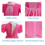 Twhxiyicos Princess Peach Cosplay Costume Girls Princess Peach Dress Kids Outfit Crown Earrings Gloves for Halloween