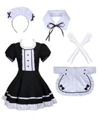 Colorful House Women's Cosplay French Apron Maid Fancy Dress Costume (X-Small, Black-5Pcs)
