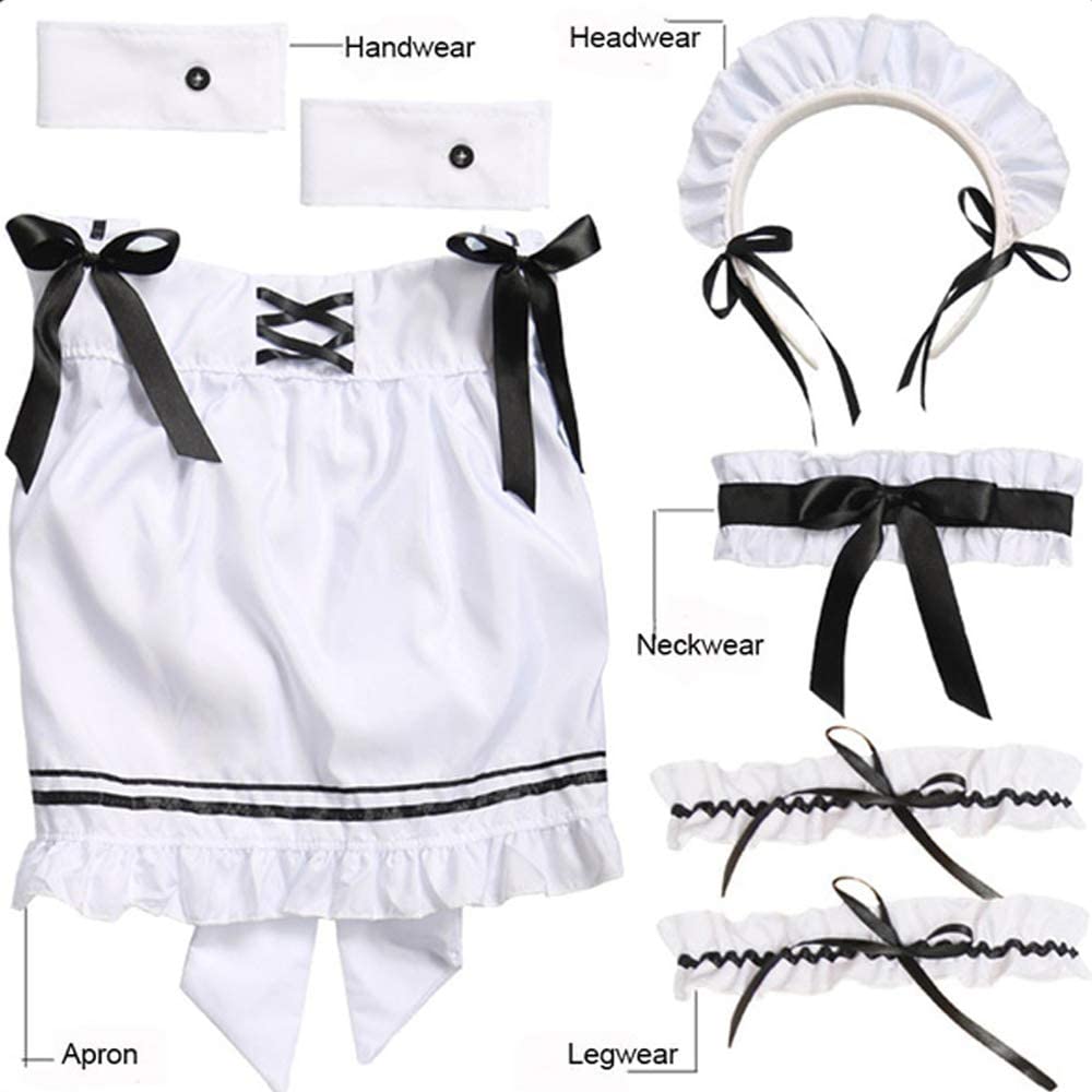 CarolynDesign Japanese Girl Anime Cosplay Costume Maid Ladies French Apron Apparel Set Sailor School JK Clothing