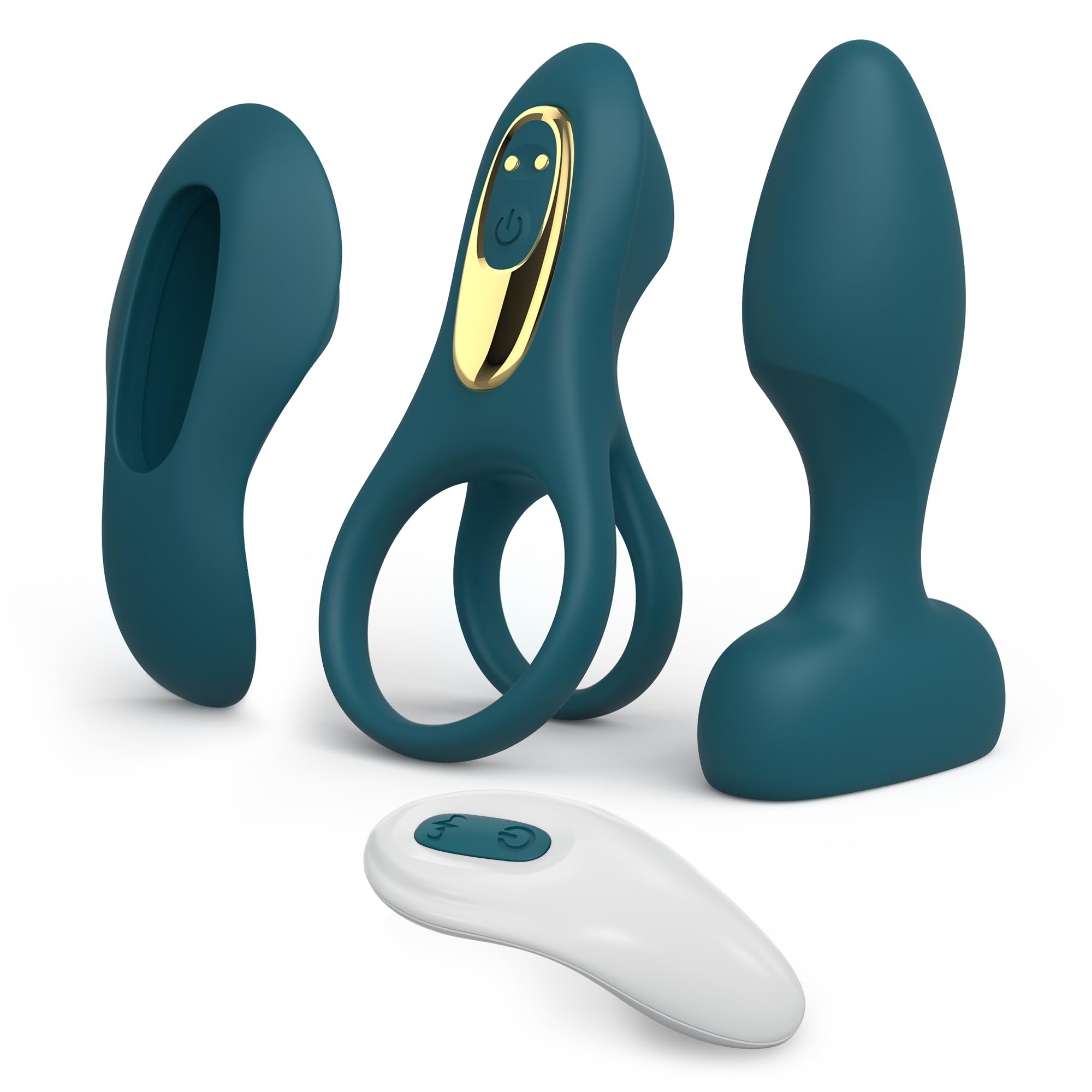 Tracy's Dog Vibrator Kit for Couples, Removable Vibrating Bullet with 3 Silicone Attachments (Cock Ring, Wearable Panty, Butt Plug Sleeve) — Remote Control Adult Sex Toys for Women & Partner Play