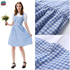 Women's Blue Gingham Costume, Storybook Character Dress Set for Halloween, Cosplay, and Themed Parties
