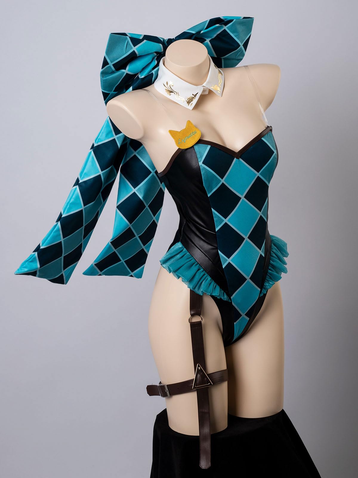 Cosfun Women Genshin Swimsuit One Piece Bunny Bodysuit Bunny Costume Genshin Lynette Cosplay Swimsuit Jumpsuit Suit FY0019 XS