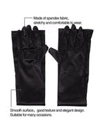 Lansian Long Black Opera Party Gloves for Women 1920s 20s Satin Gloves Elbow Length Bridal Evening Dress Costumes, 21''