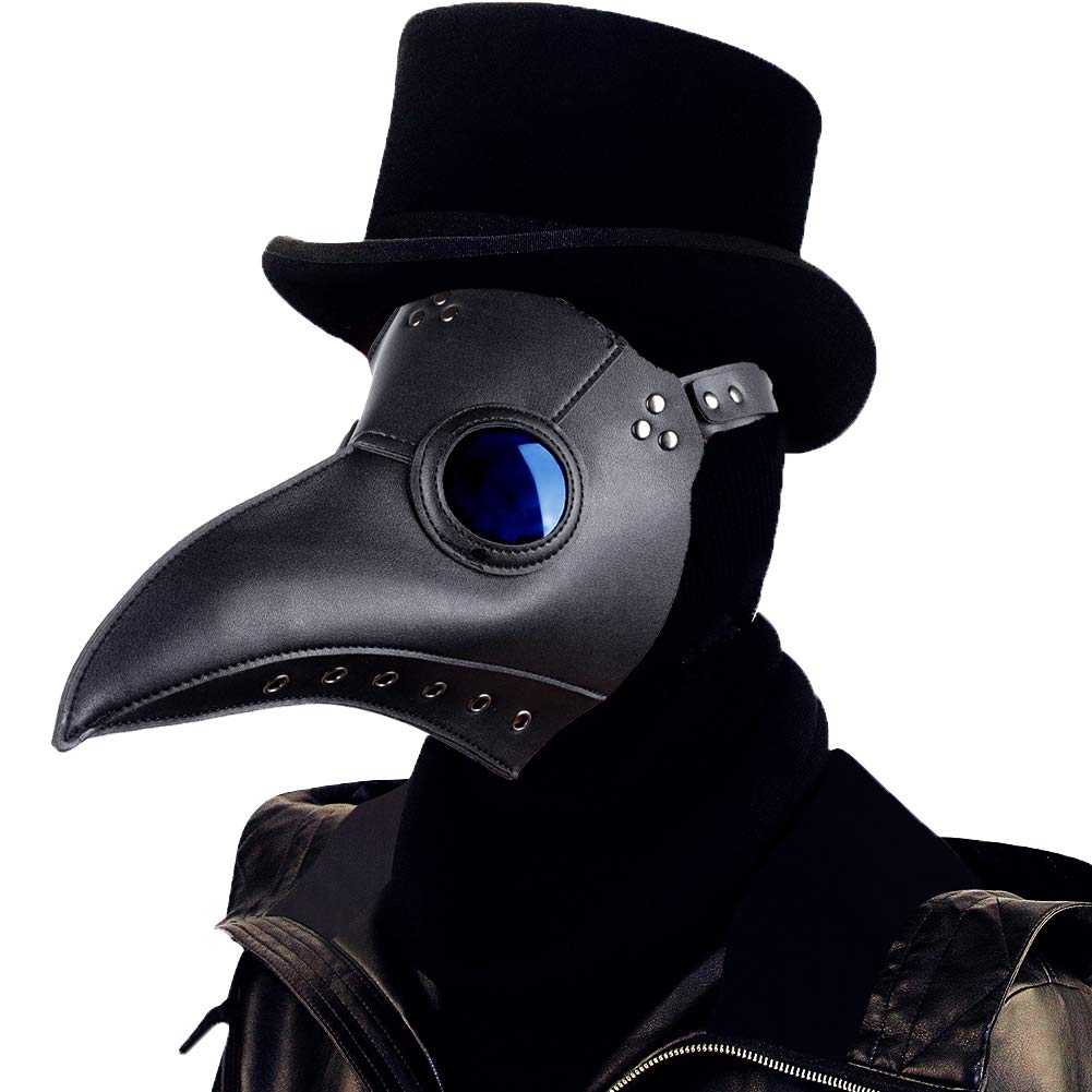 Raxwalker Halloween Plague Doctor Mask Steampunk Cosplay Costume Bird Beak Mask Long Beak Raven Masks Prop for Men and Boys(1 Pc Black)