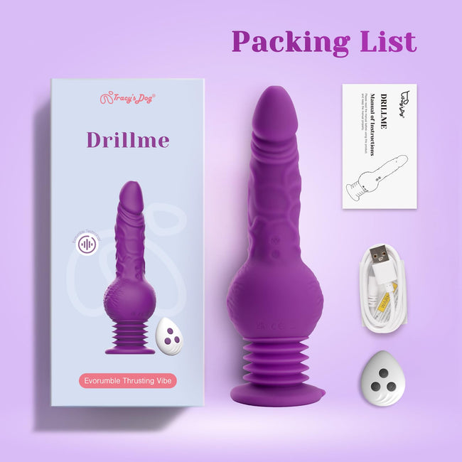Tracy's Dog Thrusting Dildo Vibrator - Pulse Pounding Dildo G-Spot Anal Stimulation with 10 Vibrating & 3 Bouncing Modes, 9.29 Inch Realistic Dildos Adult Toys Sex Toys for Women Men Couples(Drillme) Main Image