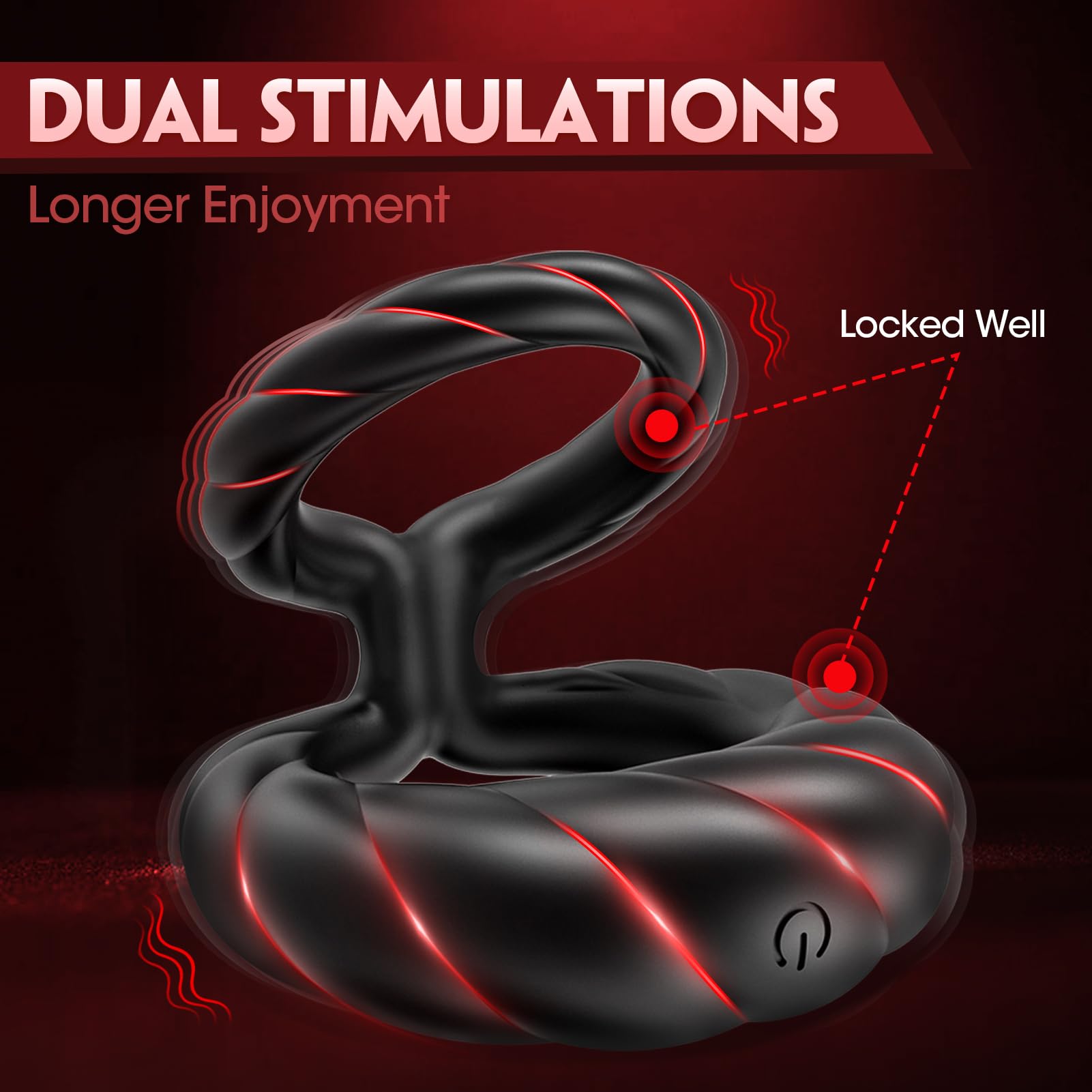 Vibrating Cock Ring Sex Toys for Men - Penis Ring Vibrator with 10 Vibrations, Adult Male Sex Toy for Longer Harder Stronger, Double Penis Vibrators Dildo, Couples Mens Male Adult Sex Toys S&M Whips