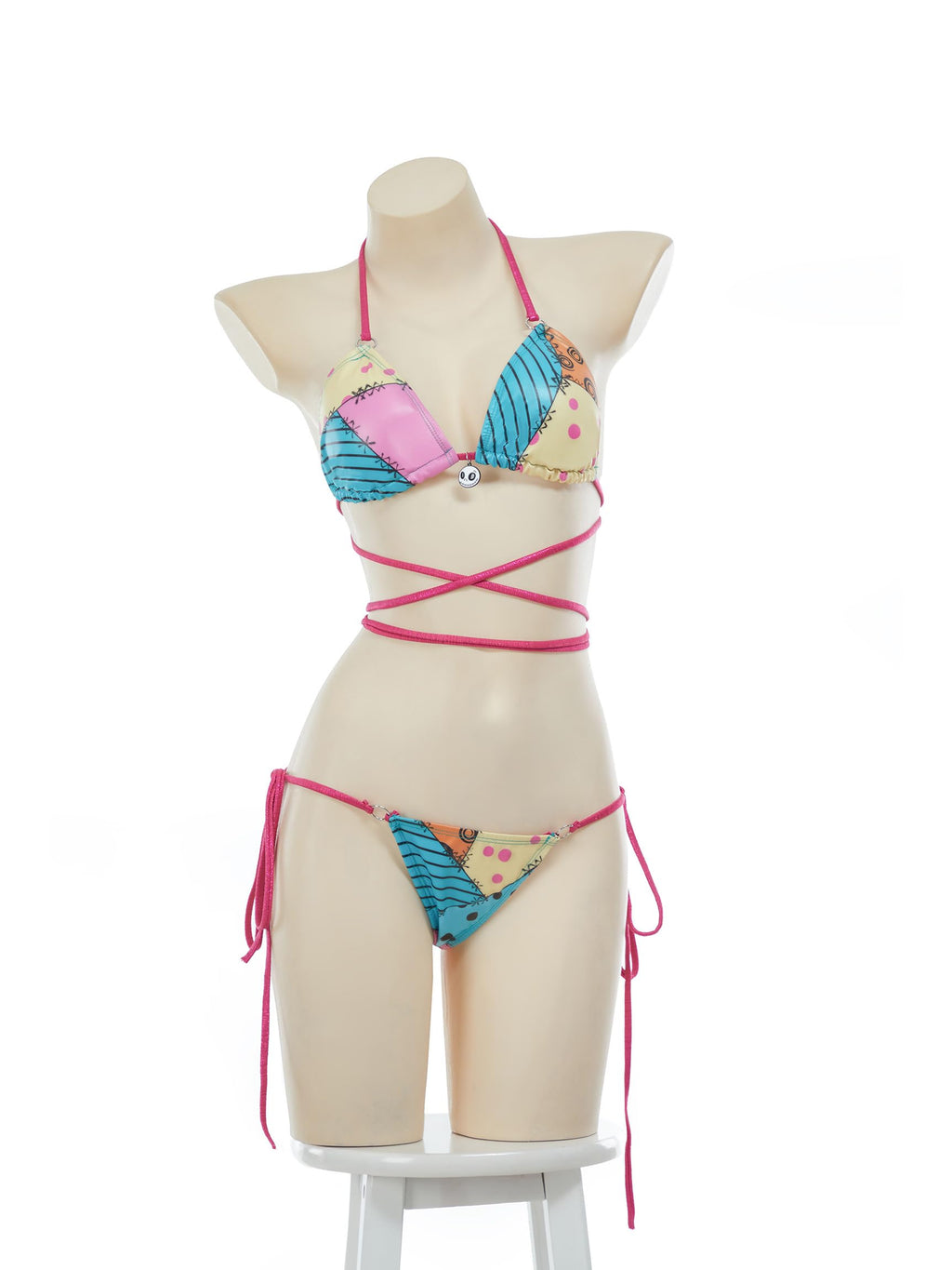 MEOWCOS Gothic Swimsuit for Women Goth Bikini Retro Cosplay Bath Swimwear with overskirt